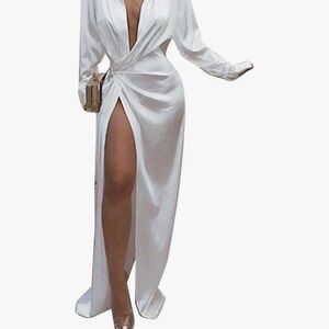 Elegant White Women's Satin Robe